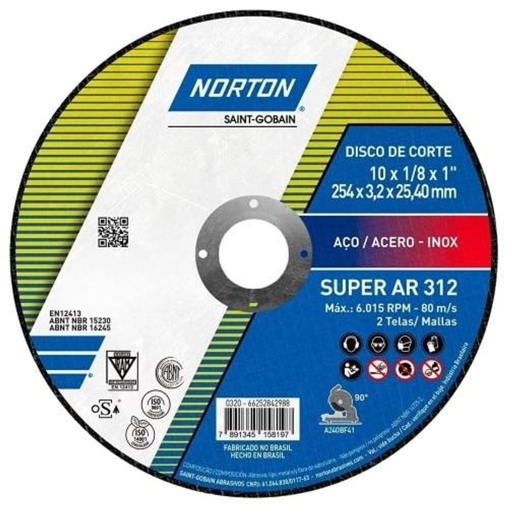 Disco de Corte para Aço 10" (255mm) Norton Super AR312