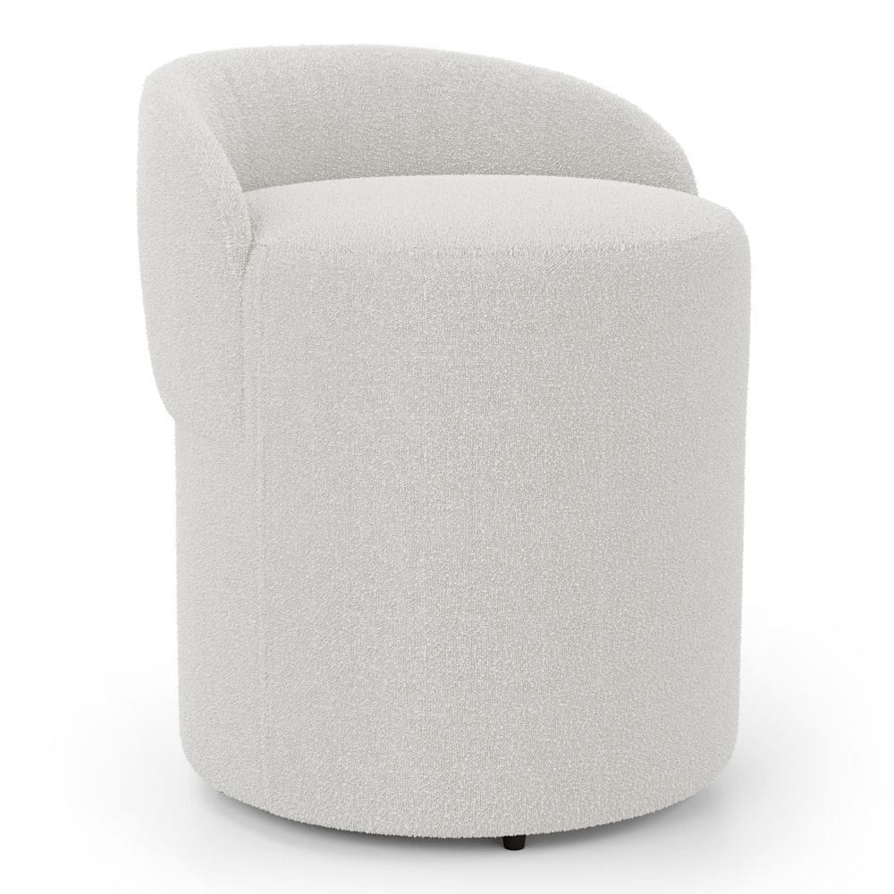 Puff Banqueta Living Gaia Orgânico com Encosto Baixo Bouclê Off White - Abmaza