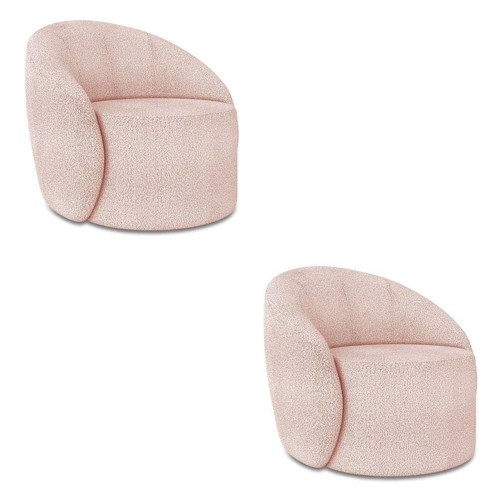 Poltrona Orgânica Giratória Kit 2 Lua Bouclê Rosê D03 - D`rossi