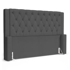 Cabeceira Atena Para Cama Box Queen Size 160cm Capitonê com Frame Linho Cinza Escuro - Abmaza