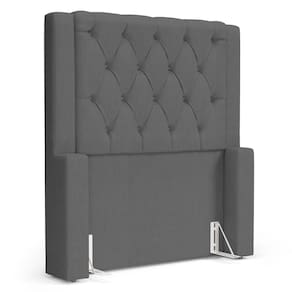Cabeceira Atena Para Cama Box Solteiro 90cm Capitonê com Frame Linho Cinza Escuro - Abmaza