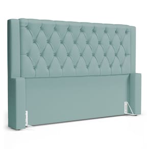 Cabeceira Atena Para Cama Box Casal Padrão 140cm Capitonê com Frame Veludo Acqua - Abmaza
