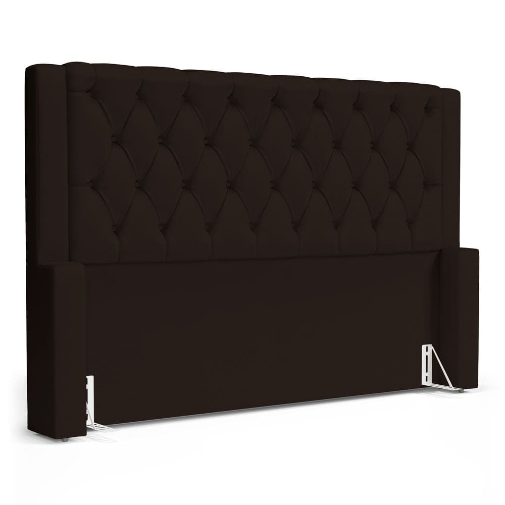Cabeceira Atena Para Cama Box Casal Padrão 140cm Capitonê com Frame Sintético Marrom - Abmaza