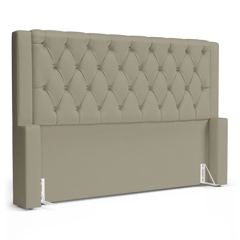 Cabeceira Atena Para Cama Box Casal Padrão 140cm Capitonê com Frame Veludo Bege - Abmaza
