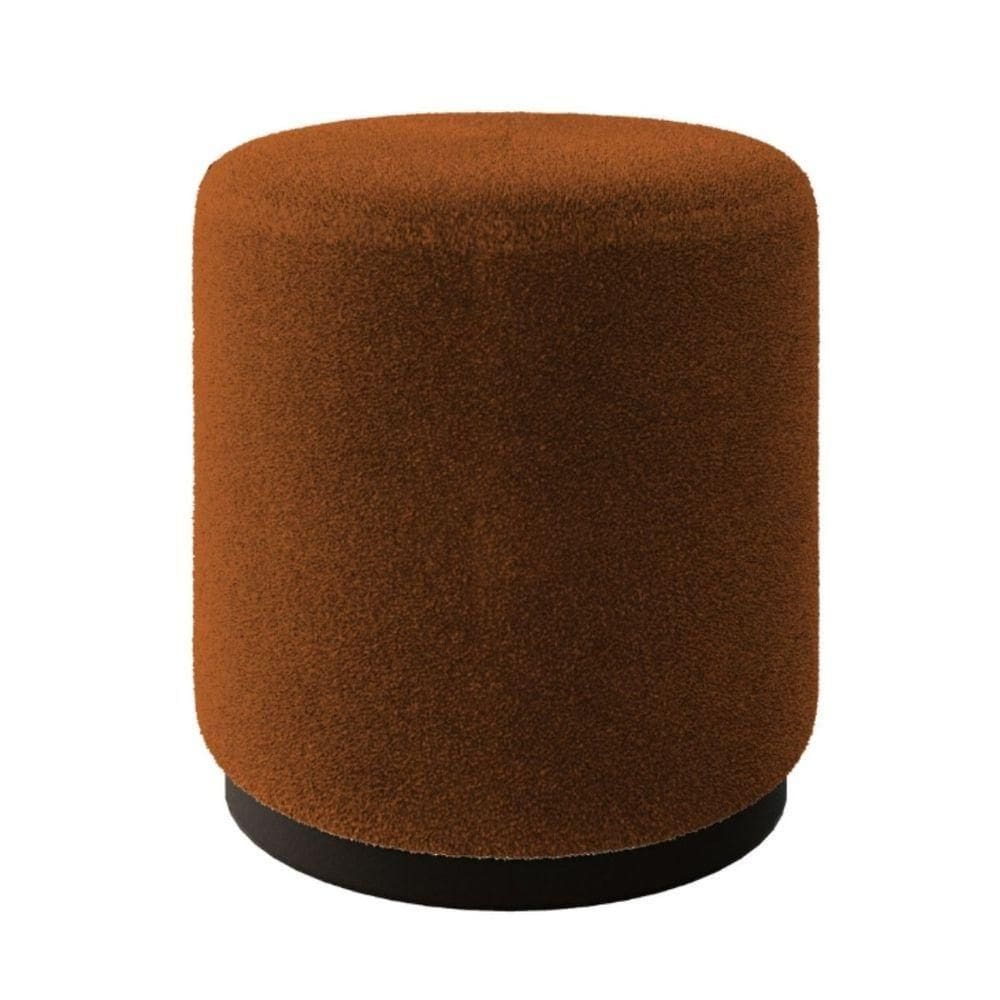 Puff Decorativo Estofado Estilo Industrial Alasca Bouclé Terracota