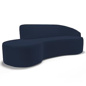 Sofá Living 3 Lugares 230cm Braço Direito Mozart D06 Veludo Azul - Mpozenato