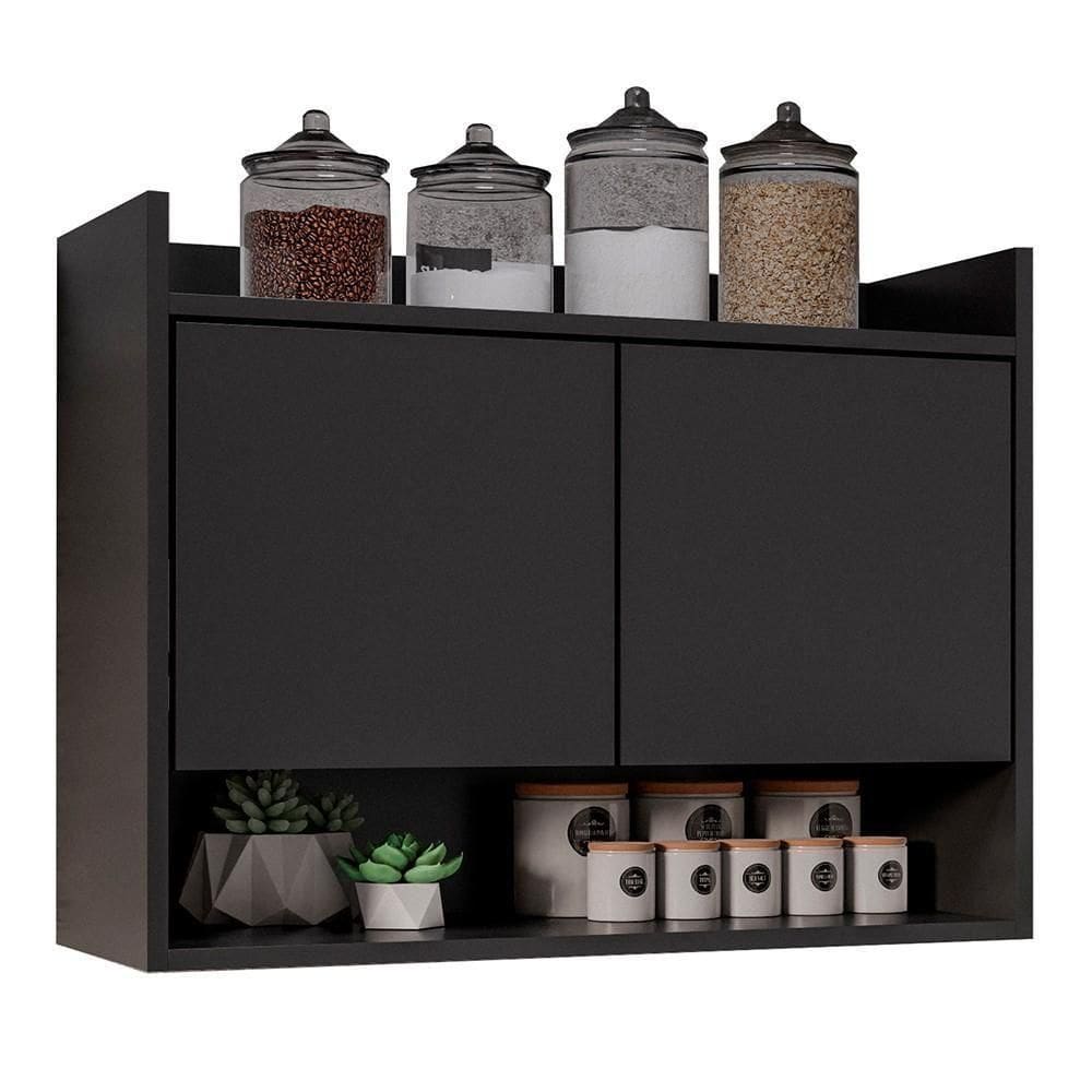 Armário De Cozinha Aéreo 71cm 2 Portas 1 Nicho Ceci M24 Preto - Mpozenato