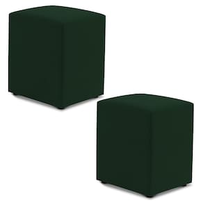 Kit 02 Puffs Decorativos Sala de Estar Quadrado 36x47cm Veludo Verde - Abmaza