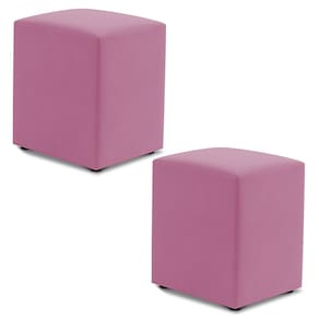 Kit 02 Puffs Decorativos Sala de Estar Quadrado 36x47cm Suede Rosa - Abmaza