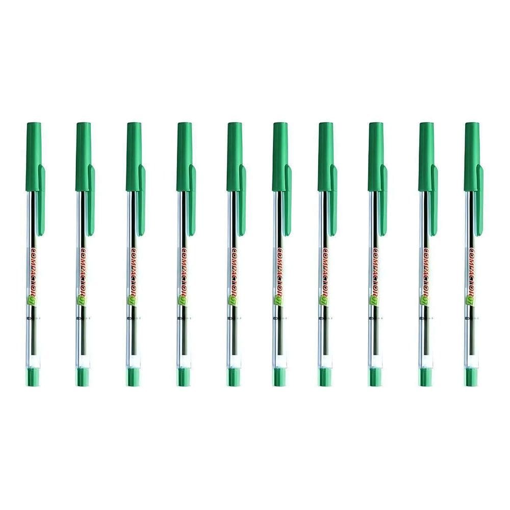 10 Canetas Compactor Esferográfica Fina 0.7 Verde