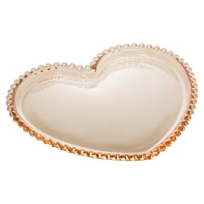 Prato Cristal Coração Pearl Ambar 20X17X2Cm - Rojemac
