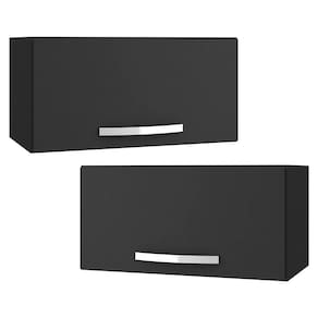 Kit 02 Armários Aéreo Geladeira Cozinha 60cm 01 Porta Preto - Abmaza