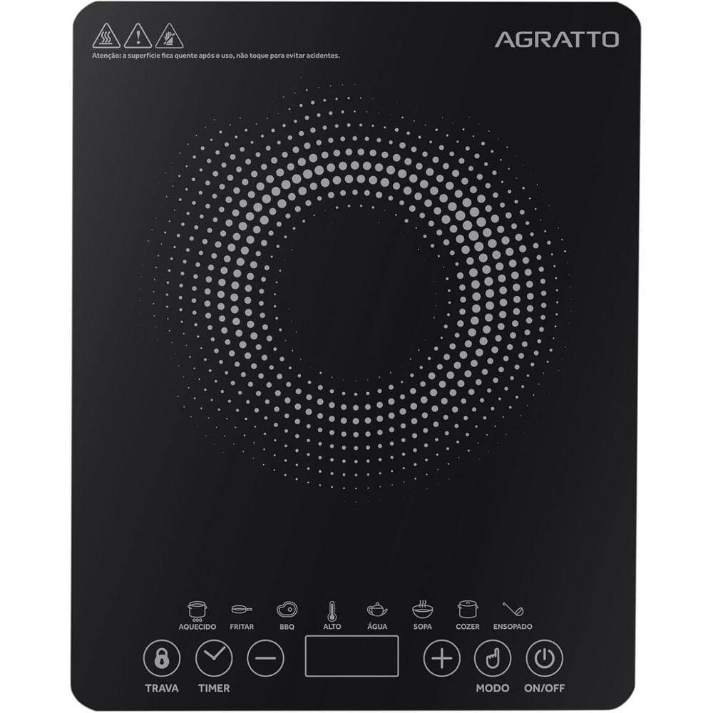 Cooktop Indução 1 Boca 1200W 127V Preto - Agratto