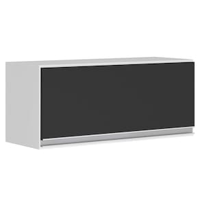 Armário Aéreo Multiuso Geladeira Lux 80cm 100% MDF 01 Porta Basculante Branco Preto - Abmaza