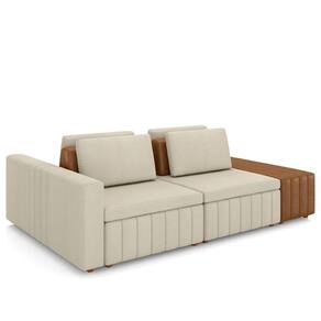 Sofá Ilha E Puff Sala Living 285cm Siesta M22 Linho Areia/marrom - Mpozenato