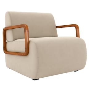Poltrona Decorativa Orgânica Para Sala Belarus K04 Veludo Bege - Mpozenato