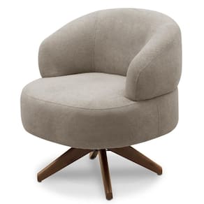 Poltrona Para Sala Base Madeira Giratória Litta F05 Boucle Marrom - Mpozenato