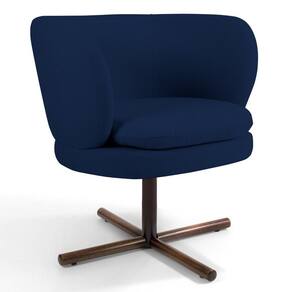 Poltrona Decorativa Sala De Estar Melissa Base Xis Giratória Veludo C-304 Azul Marinho - Domi