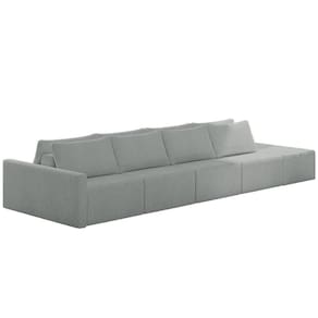Sofá Ilha Modular Com Puff Para Sala Living 392cm Georgia K04 Bouclê Cinza Claro - Mpozenato