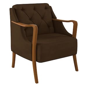 Poltrona Decorativa Para Sala De Estar Capitonê Lapa M22 Veludo Marrom - Mpozenato