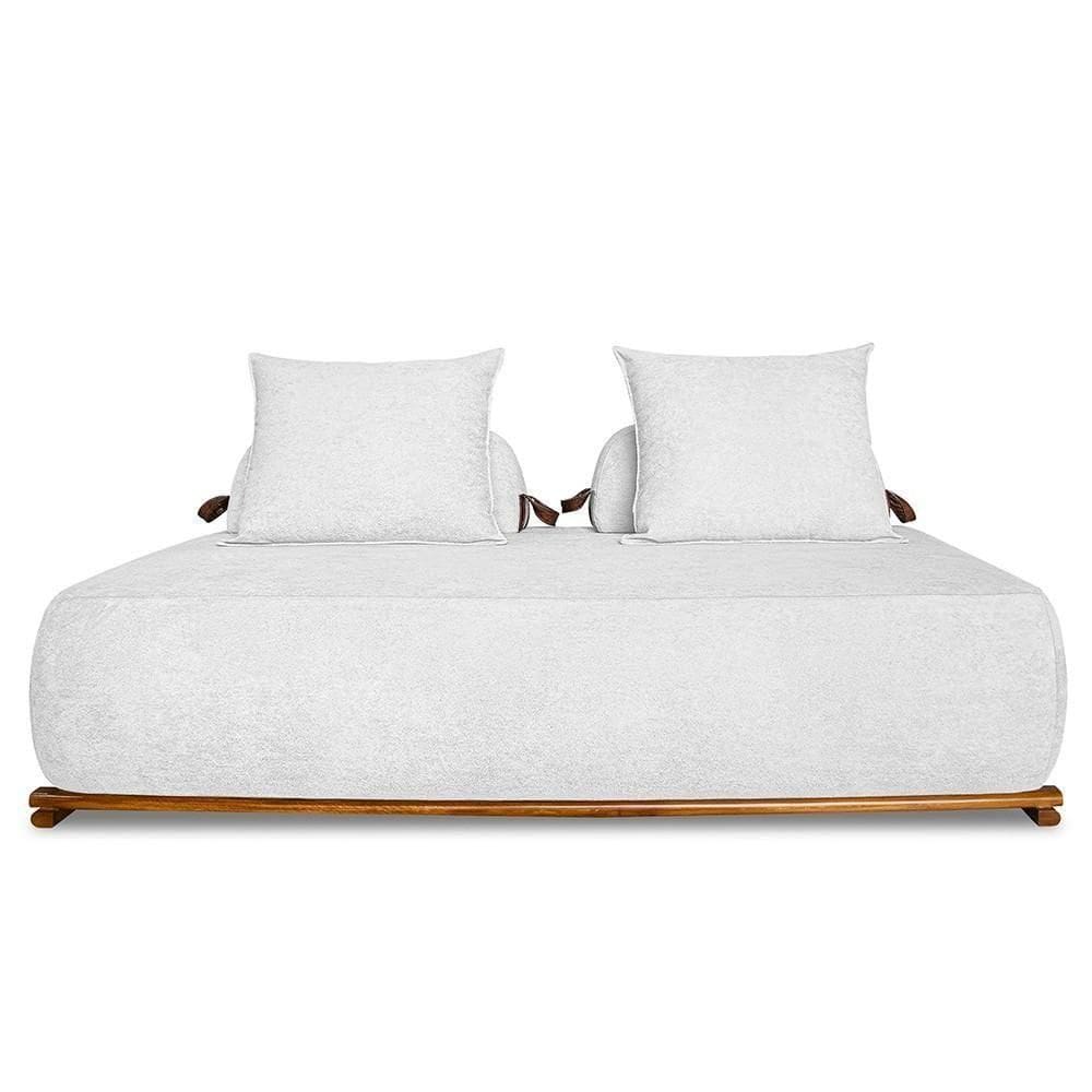 Sofá 3 Lugares 220cm Ilha Base Madeira Viero S06 Boucle Branco - Mpozenato
