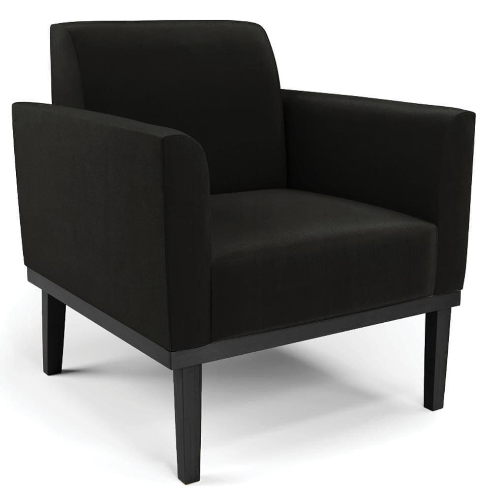 Poltrona Decorativa Base Madeira Preto Maressa Suede Preto - Ibiza