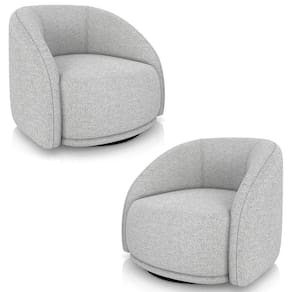 Poltrona Decorativa Orgânica Giratória Kit 2 Lya M22 Linho Cinza Claro - Mpozenato