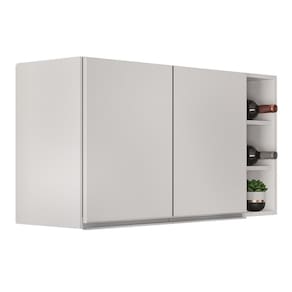 Armário De Cozinha Aéreo Califórnia 100cm E Nicho Garrafeiro Branco - Lumil