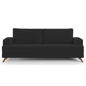 Sofá 3 Lugares 200cm Living Pés Curvos Santi D05 Suede Preto - Mpozenato