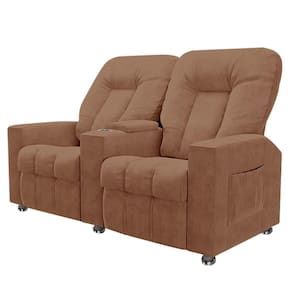 Poltrona Reclinável Para Cinema 2 Lugares Praddo Fh9 Veludo Terracota - Mpozenato