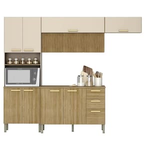 Armário De Cozinha 5 Peças Urban03 Balcão Com Tampo 120cm Z06 Freijó/vanilla - Mpozenato