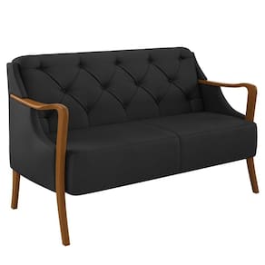 Poltrona Namoradeira 2 Lugares 135cm Capitonê Lapa M22 Pu Preto - Mpozenato