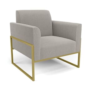 Poltrona Sala Estar Industrial Alta Dourado Marisa Bouclê Cinza D03 - D`rossi