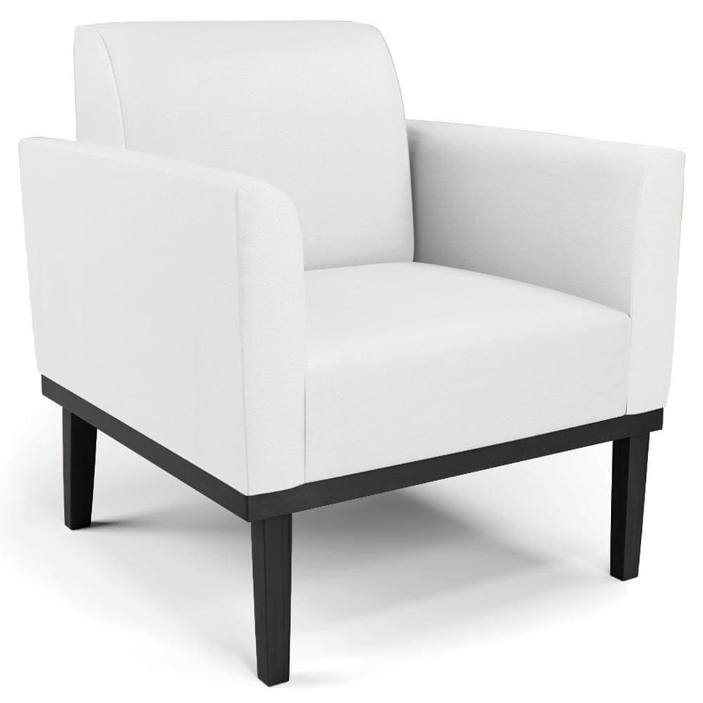 Poltrona Decorativa Base Madeira Preto Maressa Sintético Branco - Ibiza