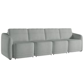 Sofá Cama Casal Para Sala 396cm Polska K04 Bouclê Cinza Claro - Mpozenato