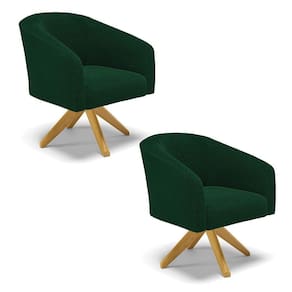 Poltrona Decorativa Giratória Ma30 Kit 2 Stella Bouclê Verde D03 - D`rossi