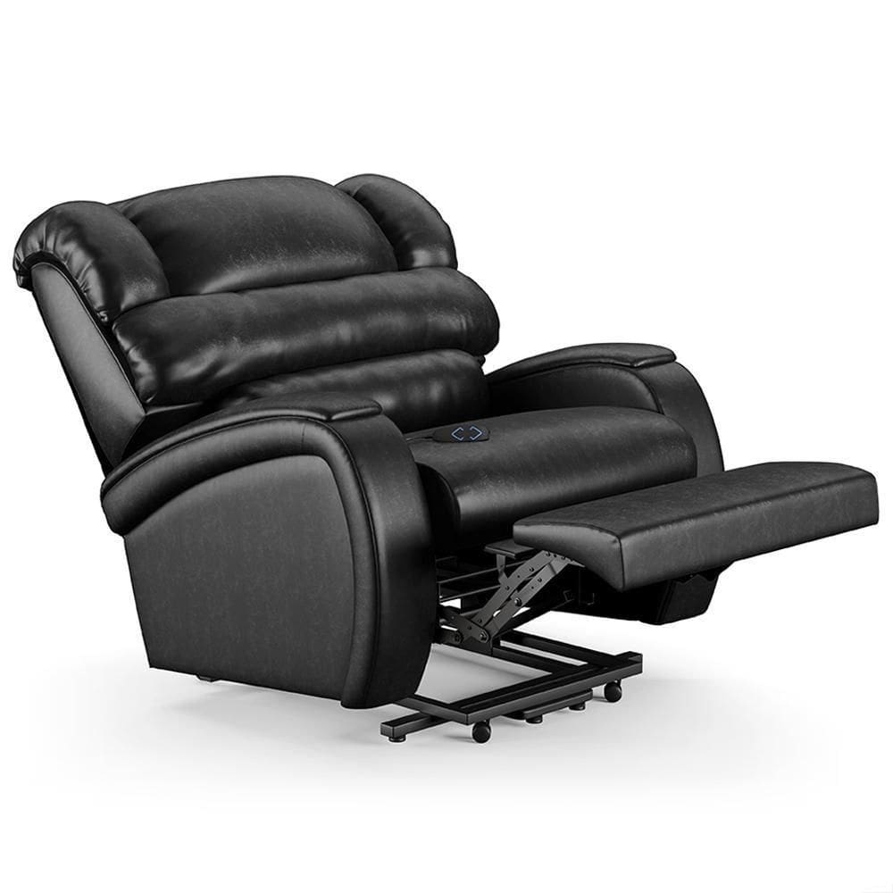Poltrona Do Papai Reclinável Kalie Elevação Lift Elétrico Fh9 Pu Preto Brilho - Mpozenato