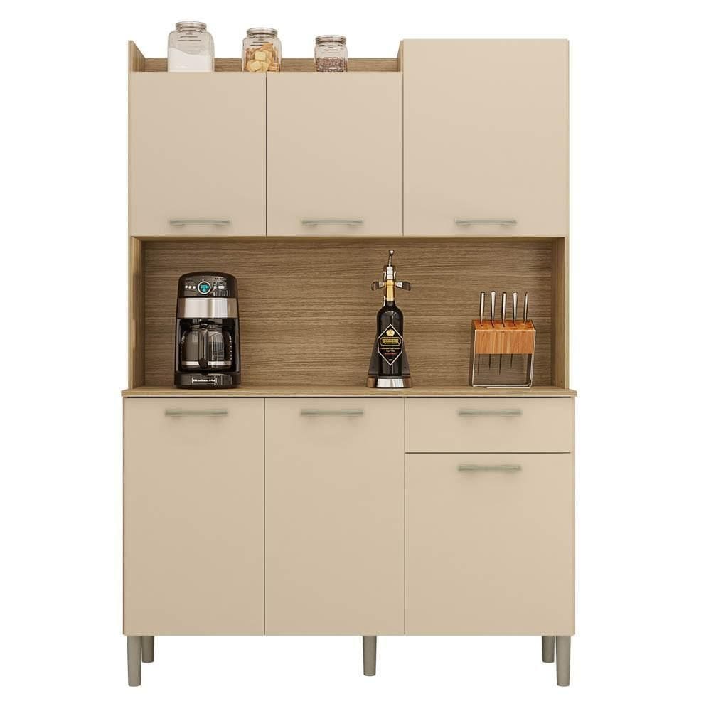 Armário De Cozinha Compacta 121cm Pádua Z06 Freijó/vanilla - Mpozenato