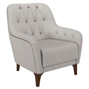 Poltrona Decorativa Para Sala De Estar Com Capitonê Pietà M22 Linho Cinza - Mpozenato