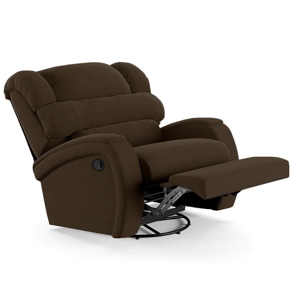 Poltrona Do Papai Reclinável Kalie Glider Giratória Usb Fh9 Veludo Marrom - Mpozenato