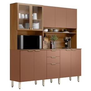 Armário De Cozinha Compacta 198cm Aurea D02 Amêndola/marsala - Mpozenato