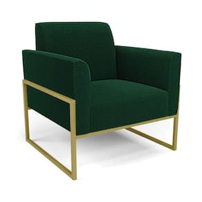 Poltrona Sala Estar Industrial Alta Dourado Marisa Bouclê Verde D03 - D`rossi
