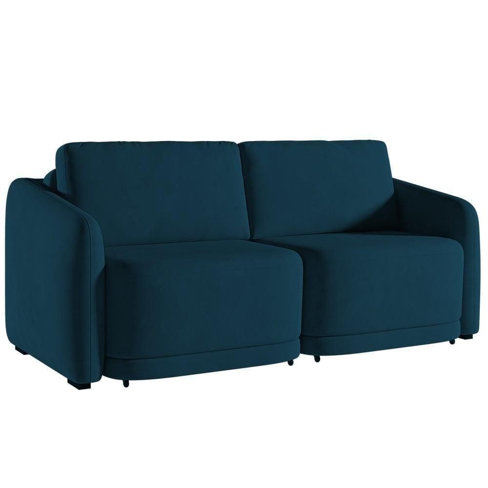 Sofá Cama Casal Para Sala 236cm Polska K04 Veludo Azul - Mpozenato
