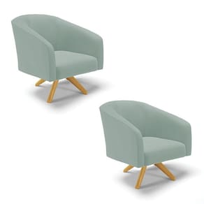 Poltrona Decorativa Giratória Ma30 Kit 2 Stella Cotelê Int/veludo Menta D03 - D`rossi