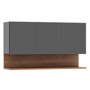 Armário De Cozinha Aéreo 118cm 3 Portas Duda Z34 Grafite/freijó - Mpozenato