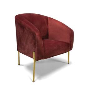 Poltrona Decorativa Pé Ferro Dourado Stella Veludo Text Marsala D03 - D`rossi
