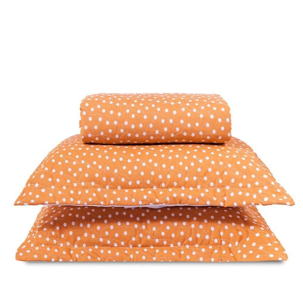Cobre Leito Queen Classic Estampado 160 Fios 3 Peças - Poa Terracota