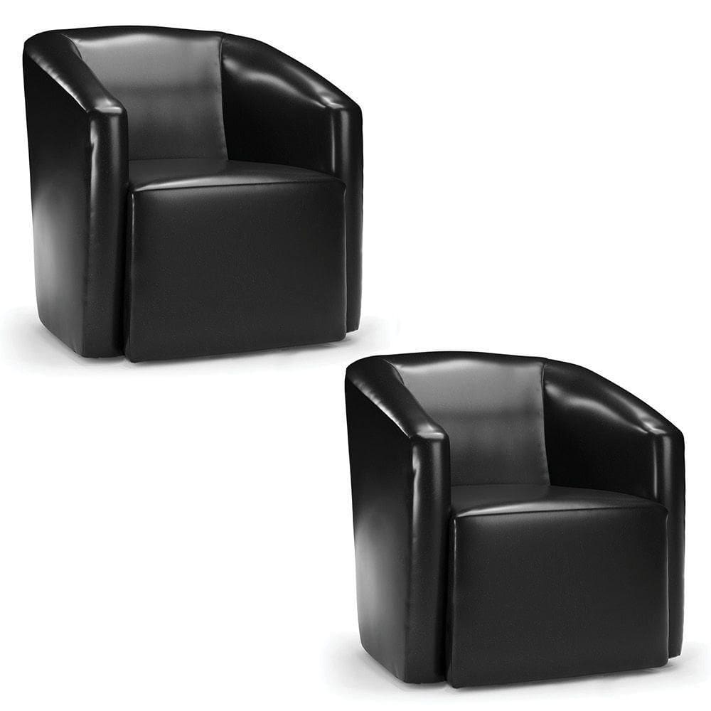 Poltrona Decorativa Orgânica Kit 2 Stella Max Sintético Pu Preto D03 - D`rossi