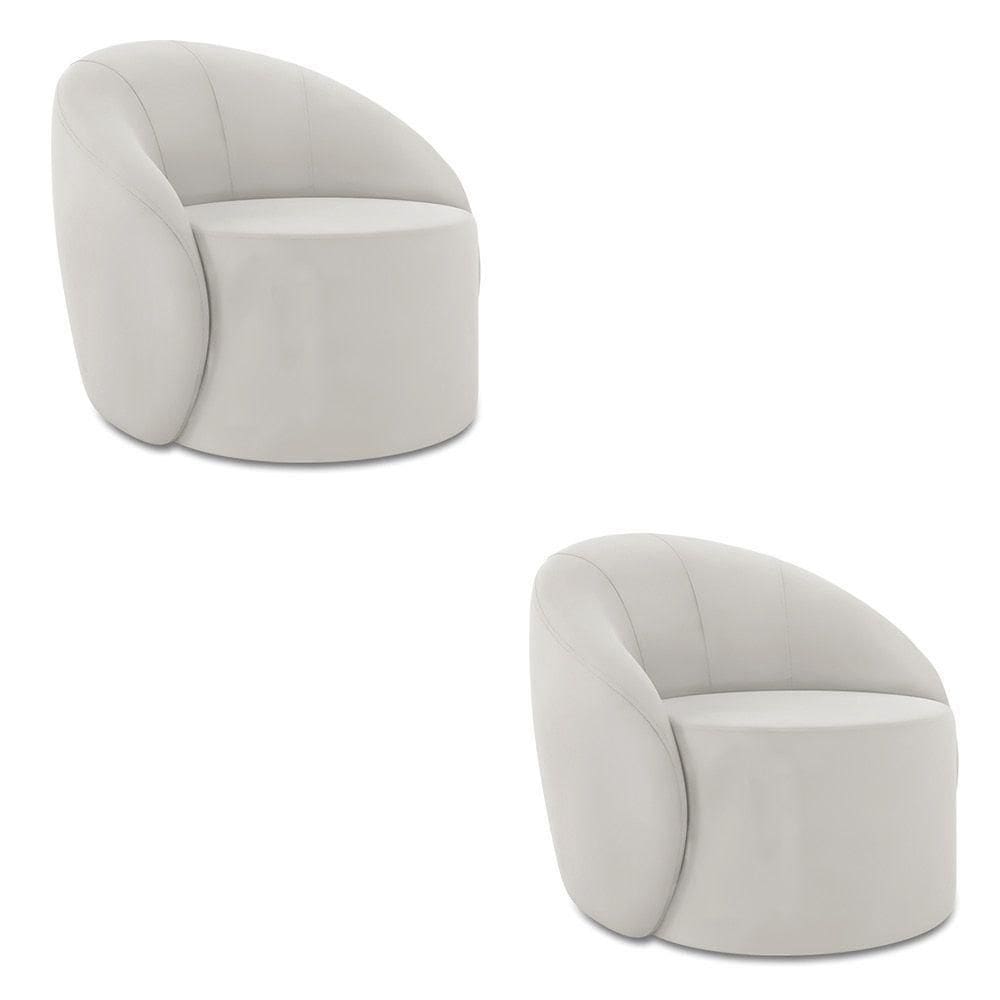 Poltrona Decorativa Orgânica Kit 2 Lua Veludo Cinza D03 - D`rossi