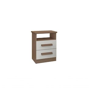 Mesa De Cabeceira Firenze 2 Gavetas Com Nicho - D` Doro Castanho/off White